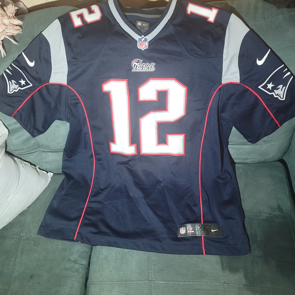 Brady , Nike Navy Blue Patriots Jersey Authentic NFL Shirt